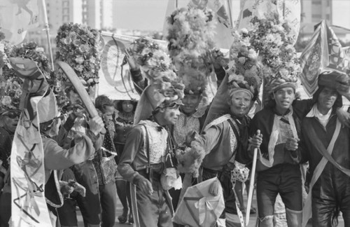 Dancers performing in the street, Barranquilla, Colombia, 1977