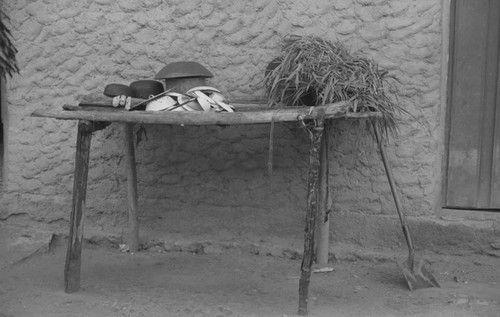 Kitchen utensils on a table, San Basilio de Palenque, 1976