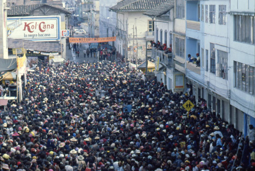 Large crowd at the Blacks and Whites Carnival, Nariño, Colombia, 1979