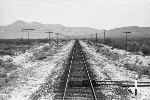 Landscape view of train tracks, Chihuahua, 1983