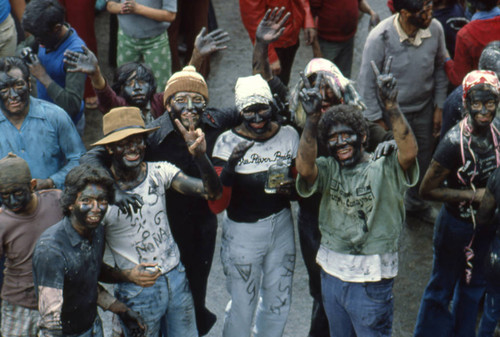 Painted faces at the Blacks and Whites Carnival, Nariño, Colombia, 1979