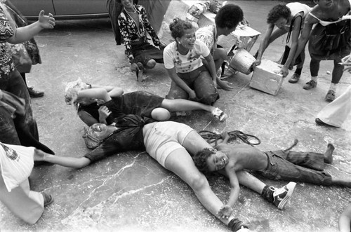 Performing on the street, Barranquilla, Colombia, 1977