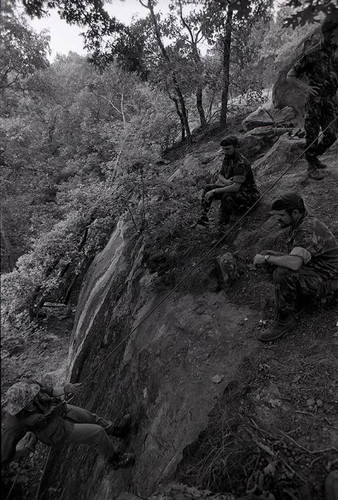 Survival school students learn to rappel, Liberal, 1982