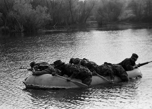 Survival school students attempt a beachhead assault, Liberal, 1982