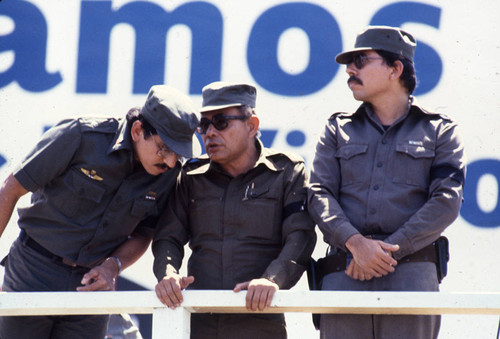 Defense Minister Humberto Ortega and Daniel Ortega, Nicaragua, 1983