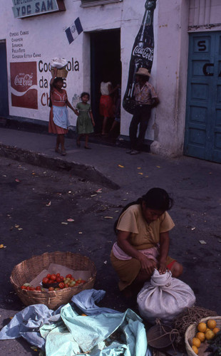 A woman and her fruits and vegetables, Chiquimula, 1982