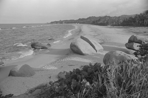 The coastline at Playa Cañaveral, Tayrona, Colombia, 1976