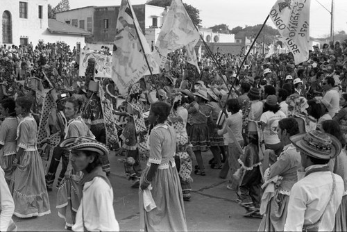 Dancers standing on the street, Barranquilla, Colombia, 1977