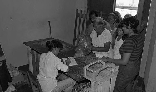 People wait in line for food rations, Nicaragua, 1979