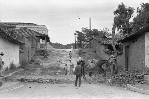 Street scene in a guerrilla controlled town, Corinto, 1983