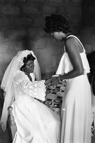 Adjusting bride's glove, San Basilio de Palenque, Colombia, 1977