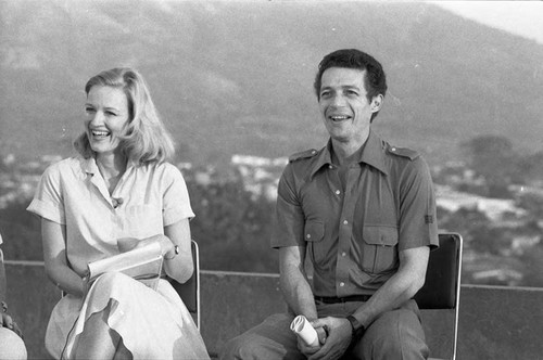 Roberto D'Aubuisson and Diane Sawyer laugh, San Salvador, 1982