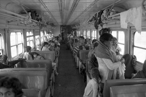 Interior of second class train, Chihuahua, 1983