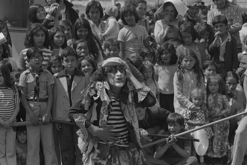 A clown show, Tunjuelito, Colombia, 1977