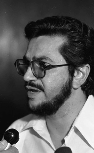 Alfonso Robelo, Junta of National Reconstruction press conference, Nicaragua, 1979