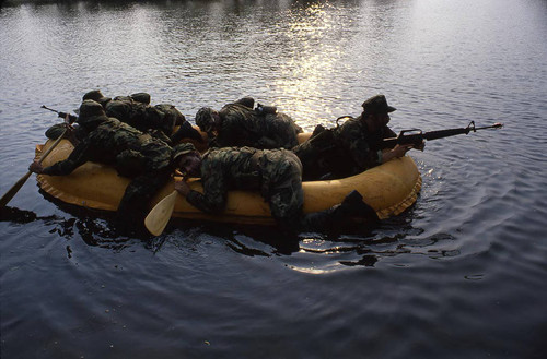 Survival school students attempt a beachhead assault, Liberal, 1982