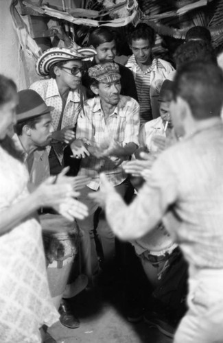 Men playing congas, Barranquilla, Colombia, 1977