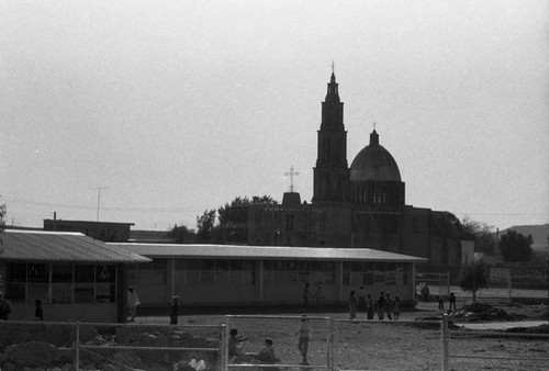 View of school and church, Zacatecas, 1983