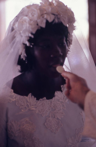 Bride receiving the host, San Basilio de Palenque, 1976