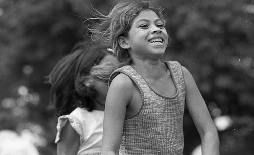 Two young refugee girls, Costa Rica, 1979