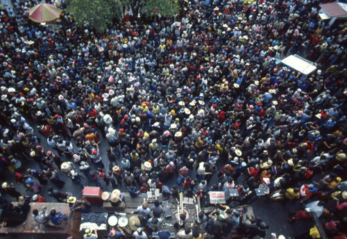 Large crowd at the Blacks and Whites Carnival, Nariño, Colombia, 1979