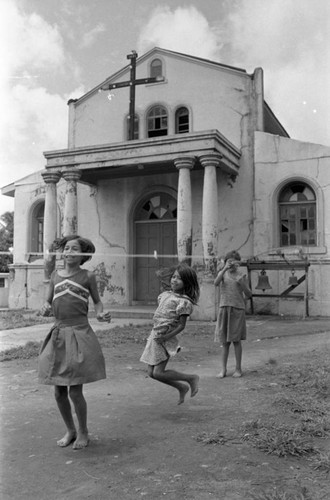 Refugee children jump rope, Costa Rica, 1979