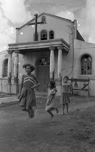 Refugee children jumping rope, Costa Rica, 1979