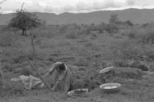 Woman extracting clay, La Chamba, Colombia, 1975