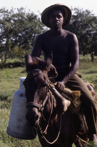 Man on a mule, San Basilio de Palenque, 1976