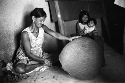 Artisan at work, La Chamba, Colombia, 1975