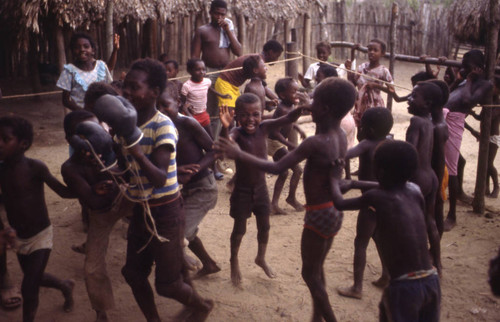 Children boxing inside ring, San Basilio de Palenque, 1976