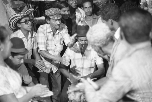 Men playing congas, Barranquilla, Colombia, 1977