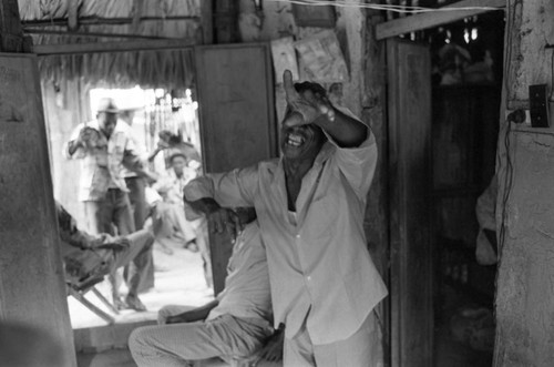 Villager smiling, San Basilio de Palenque, Colombia, 1977