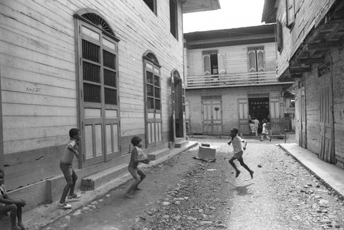 Children playing on the street, Barbacoas, Colombia, 1979