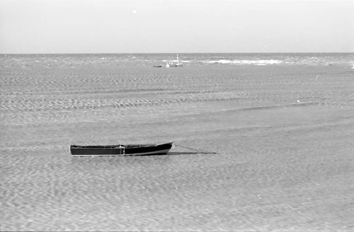 Skiff in ocean, La Guajira, Colombia, 1976