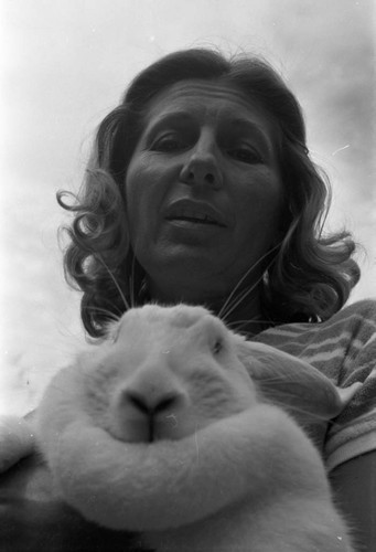 Woman and rabbit