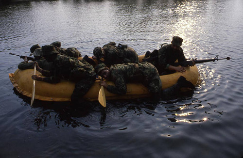 Survival school students attempt a beachhead assault, Liberal, 1982