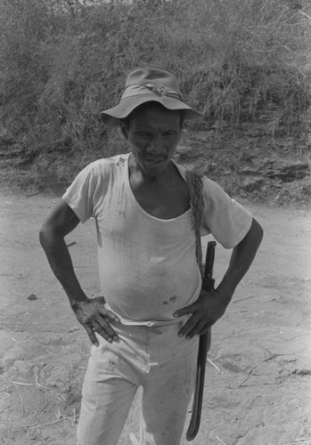 Half length portrait of a man standing in the street, San Basilio de Palenque, ca. 1978