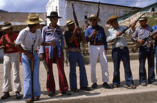 Mayan men in training, Chajul, 1982