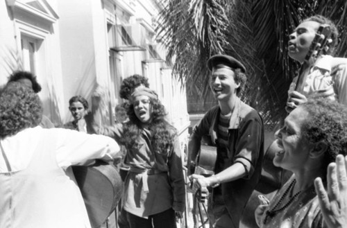 Musicians at a rally, Managua, 1979