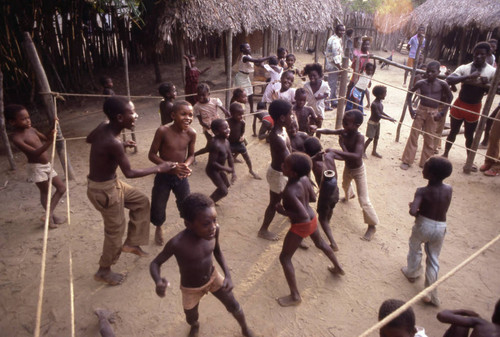 Children playing inside boxing ring, San Basilio de Palenque, 1976