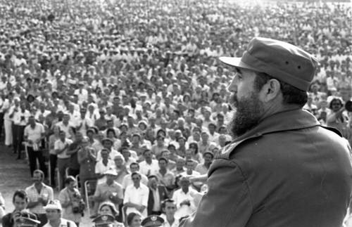 Fidel Castro gives a speech, Havana, 1980