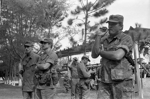U.S. advisors working at military base, Ilopango, 1983