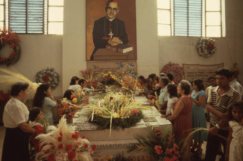 Crowd attending a memorial, San Salvador, El Salvador, 1982