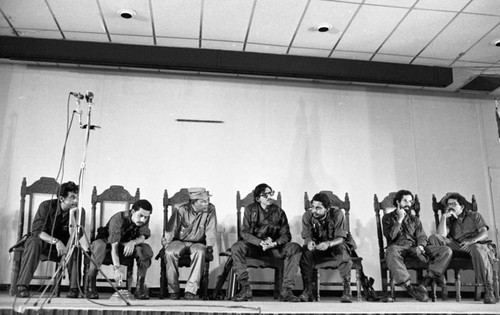 Members of the National Directorate at a press conference, Nicaragua, 1979