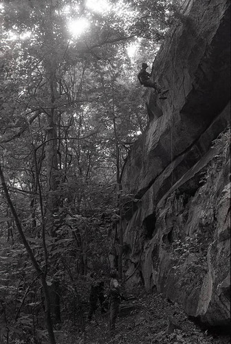 Survival school students learn to rappel, Liberal, 1982