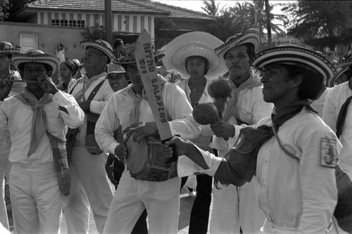 Dancers performing in the street, Barranquilla, Colombia, 1977