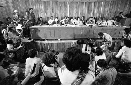 Junta of National Reconstruction at a press conference, Managua, 1979