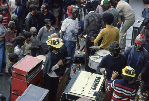 Musicians at the Blacks and Whites Carnival, Nariño, Colombia, 1979