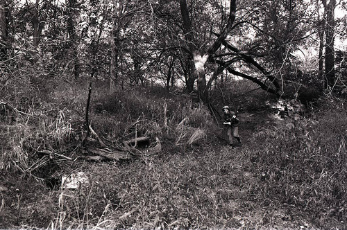 Survival school student holds a rifle, Liberal, 1982